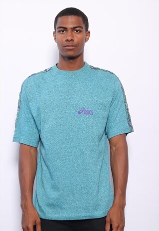 VINTAGE ASICS TAPE LOGO T-SHIRT BLUE