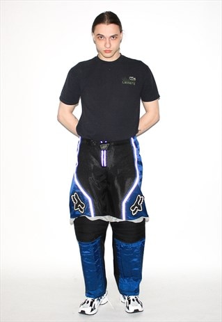 Vintage 00s wide racing trousers in black / blue