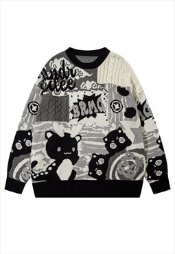 Dragon sweater monster print jumper Japanese cartoon top