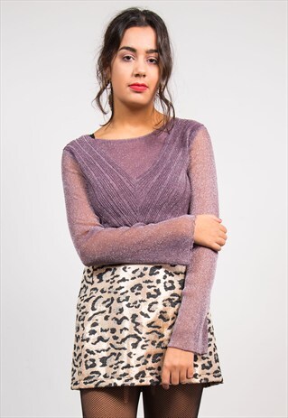 VINTAGE 90'S LILAC GLITTER CUTE GOING OUT TOP