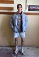 VINTAGE Y2K BAGGY WARM WINTER BOMBER FLUFFY JACKET IN GREY