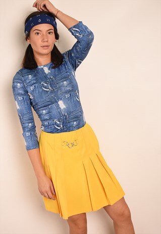 70'S RETRO SCHOOL TEEN PLEATED MINI TENNIS STYLE SKIRT