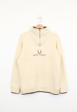 Fred Perry Embroidered Spellout Logo 1/4 Z Sweatshirt