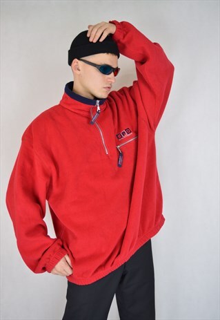 VINTAGE RED OVERSIZE RAVE FLEECE SWEATSHIRT