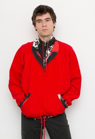 RED FLEECE QUARTER ZIP SKI JACKET