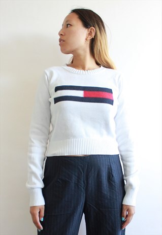 VINTAGE TOMMY CLASSIC KNIT CROP JUMPER