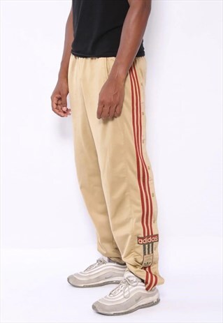 VINTAGE ADIDAS LOGO 3 STRIPE TRACK BOTTOMS POPPERS GOLD