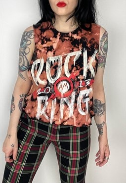 Bleached cropped rock am ring festival t-shirt size large