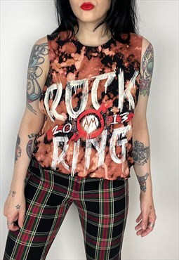 ROCK AM RING cropped bleach dyed t-shirt size large 