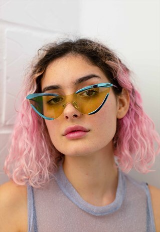 RHONDA - FUTURISTIC BLUE AND GREEN CAT EYE
