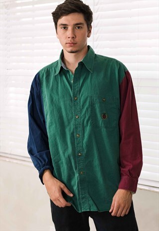 VINTAGE COLOR-BLOCK SHIRT LOGO 90S XXL 13