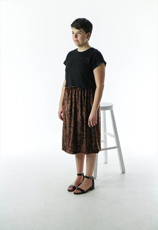 FLORAL PLEATED SKIRT / HIGH WAISTED FALL SKIRT