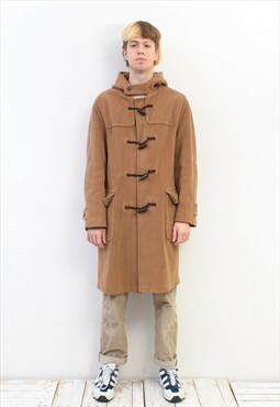 Men's UK 42 US Wool Duffle Coat Beige Jacket Mac Toggle L