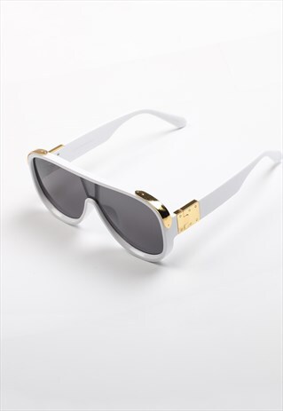 AVIATOR SHIELD SUNGLASSES - WHITE