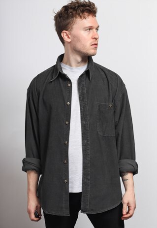 VINTAGE CORDUROY CORD SHIRT GREEN
