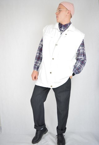 VINTAGE WHITE OVERSIZE RAVE GILET