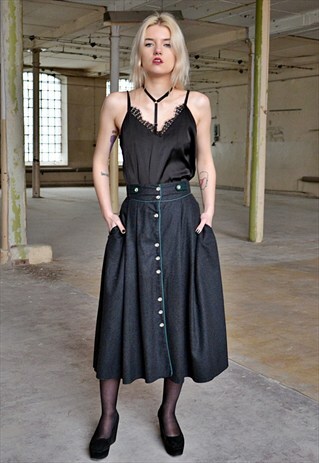 60S VINTAGE HIGH WAIST WOOL SKIRT