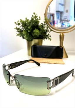 Bvlgari 626 Sunglasses Rimless Visor Shield Vintage Y2K