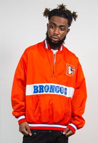 NFL DENVER BRONCOS ORANGE QUARTER ZIP WINDBREAKER JACKET