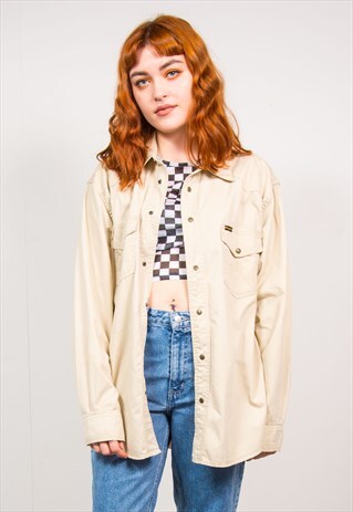 WRANGLER VINTAGE 90'S BEIGE OVERSIZED DENIM SHIRT