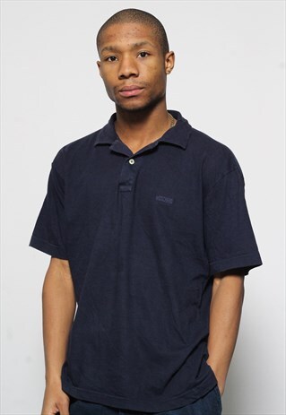 VINTAGE MOSCHINO SHORT SLEEVE LOGO POLO SHIRT BLUE