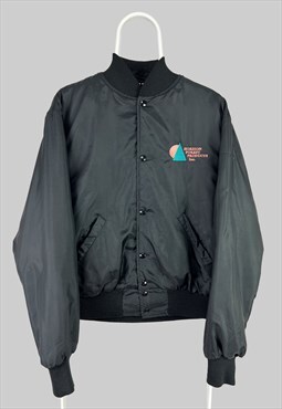 Vintage Horizon Forest Products Bomber Jacket in Black