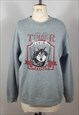 Men's Vintage Embroidered Timber Wolf Graphic Sweatshirt