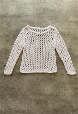 Vintage Y2K 00s white crochet top
