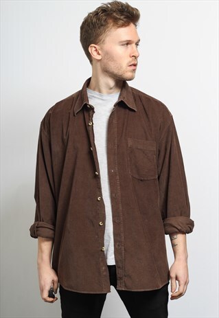 VINTAGE CORDUROY CORD SHIRT BROWN