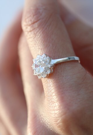 ONE OF A KIND CLEAR CUBIC ZIRCONIA STERLING SILVER RING