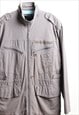 VINTAGE STUSSY WINDBREAKER LONGLINE STRIPED JACKET GREY  XL