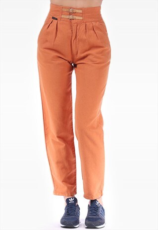 VINTAGE TAPERED MOM LINEN TROUSERS
