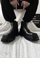 SQUARE TOE ANKLE BOOTS PLATFORM PUNK SHOES TRACTOR TRAINERS