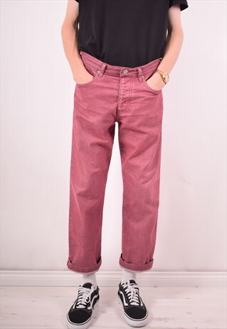 ARMANI MENS VINTAGE JEANS W34 L28 MAROON 90S