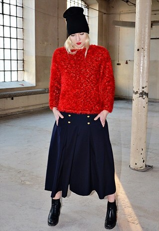 90S VINTAGE RED FLUFFY JUMPER