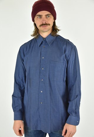 VINTAGE 90'S HUGO BOSS BLUE BUTTON DOWN SHIRT SIZE LG