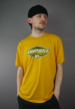 Vintage Russell Athletic LIU Post Pioneers T-Shirt in Yellow