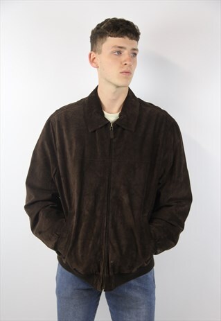 VINTAGE SUEDE BROWN BOMBER JACKET