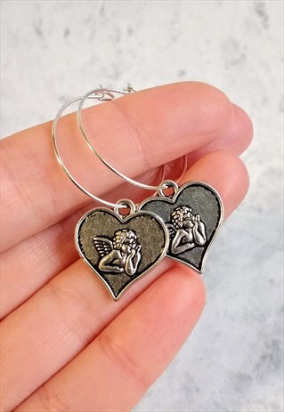 VALENTINE'S CUPID HEART HOOP EARRINGS