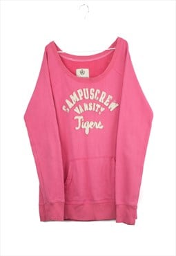 Vintage CampusCrew Varsity Sweatshirt in Pink XL