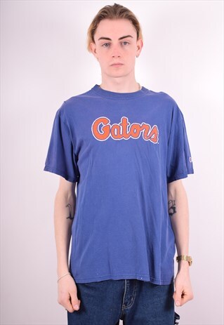 CHAMPION MENS VINTAGE GATORS T-SHIRT TOP LARGE BLUE 90S