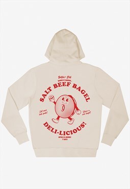 Salt Beef Bagel Unisex Graphic Hoodie in Vanilla