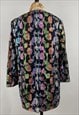 80'S BLACK FLORAL METALLIC GOLD LADIES BLAZER EVENING JACKET