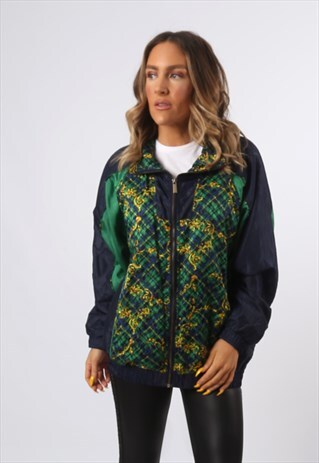 SHELL BOMBER JACKET OVERSIZED PRINT PATTERNED UK 12 (H7CE)