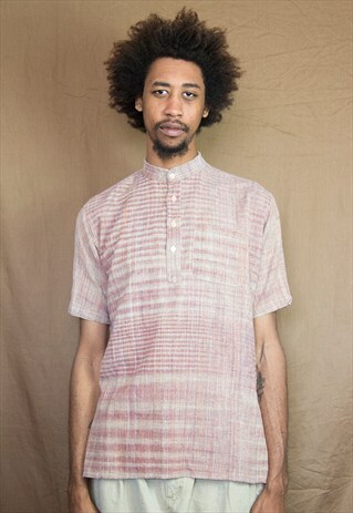 70S INDIAN LINEN GAUZE POPOVER SHIRT