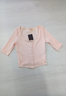 New Levi's Pointelle Top Light Pink Cotton