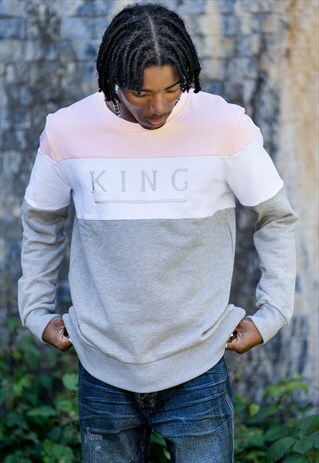 SHADWELL STRIPED SWEATSHIRT WITH EMBROIDERED KING LOGO