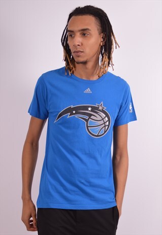 ADIDAS MENS VINTAGE T-SHIRT TOP MEDIUM BLUE 90S