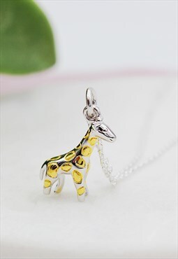 Sterling Silver & Yellow Gold Giraffe Necklace