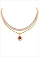ROUGE. RED CRYSTAL AND ROSE GOLD SNAKE CHAIN NECKLACE SET